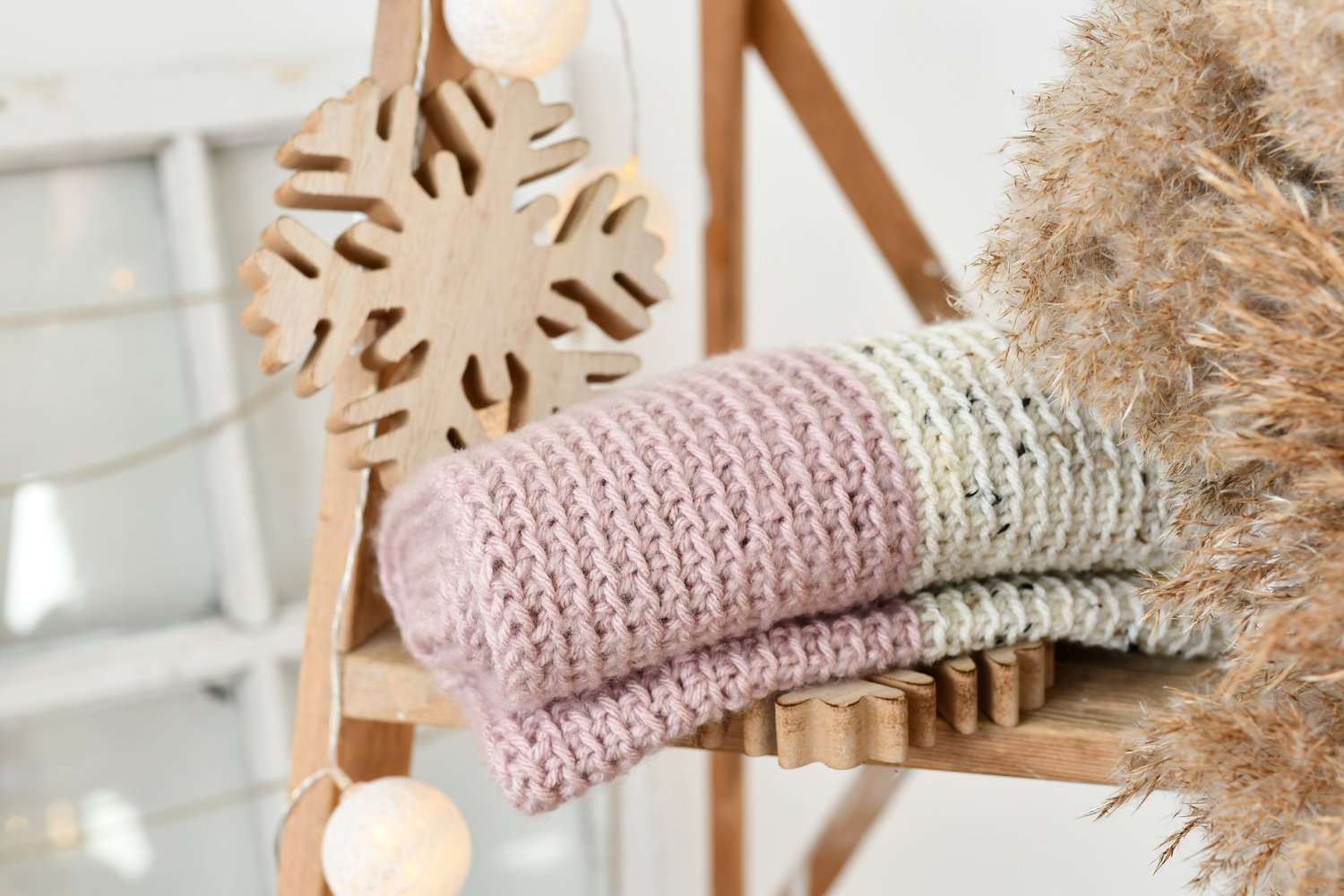Foulard infini bicolore ROSE & CRÈME