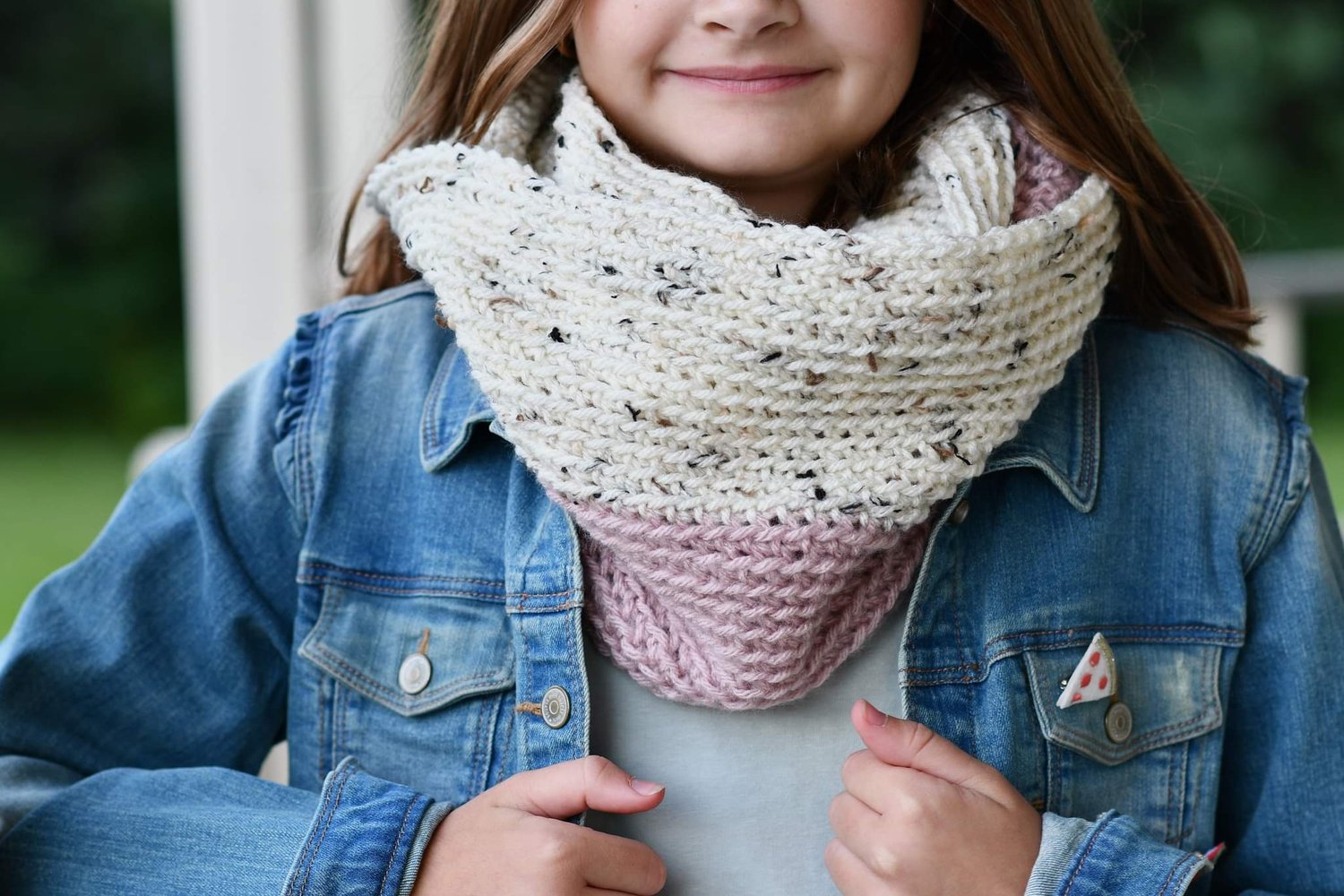 Foulard infini bicolore ROSE & CRÈME