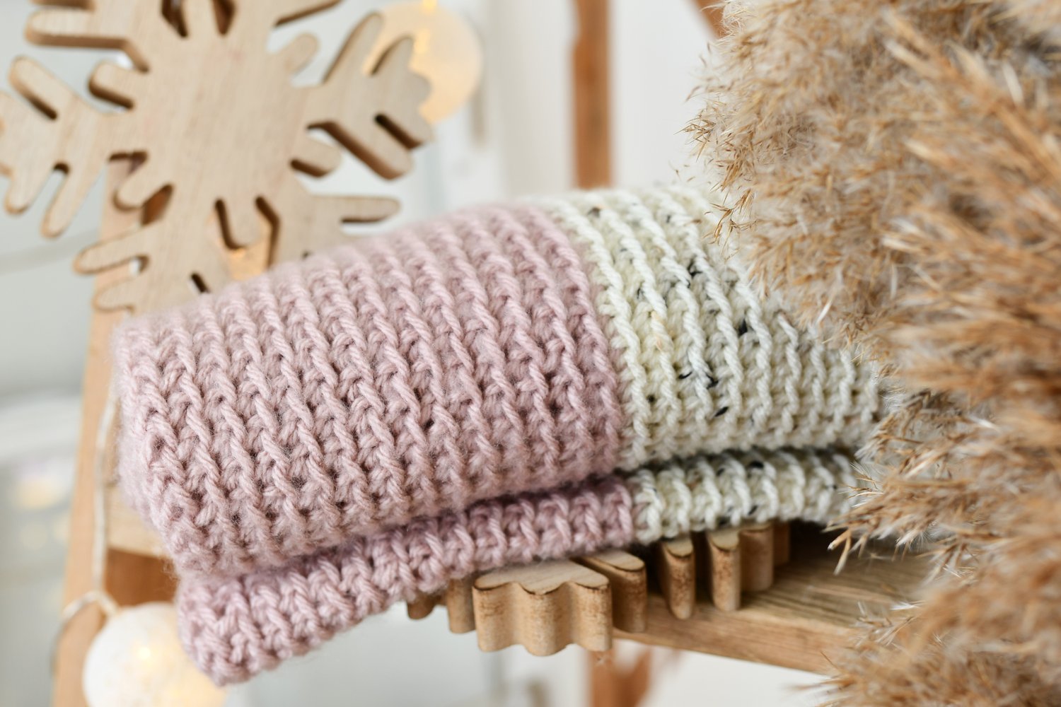 Foulard infini bicolore ROSE & CRÈME