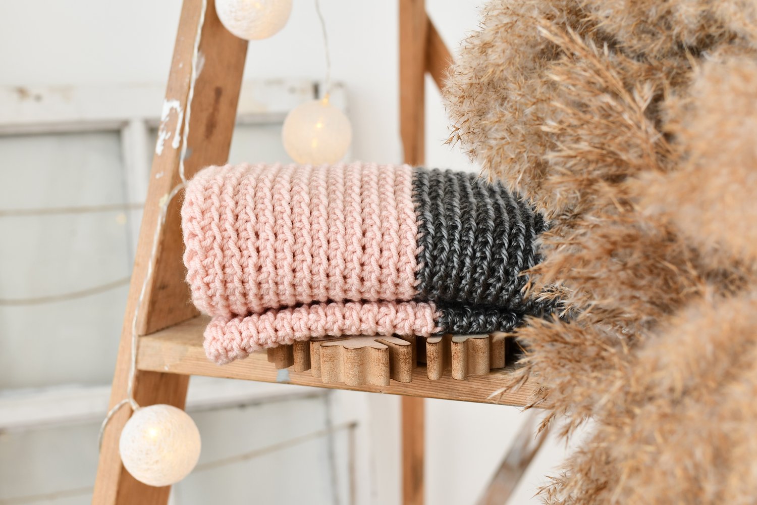 Foulard infini bicolore GRIS & ROSE