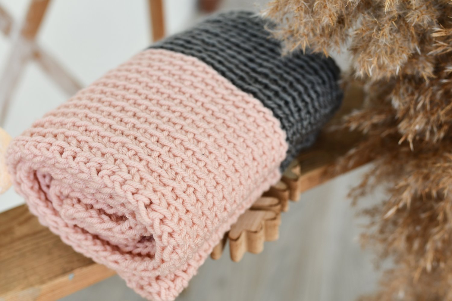 Foulard infini bicolore GRIS & ROSE