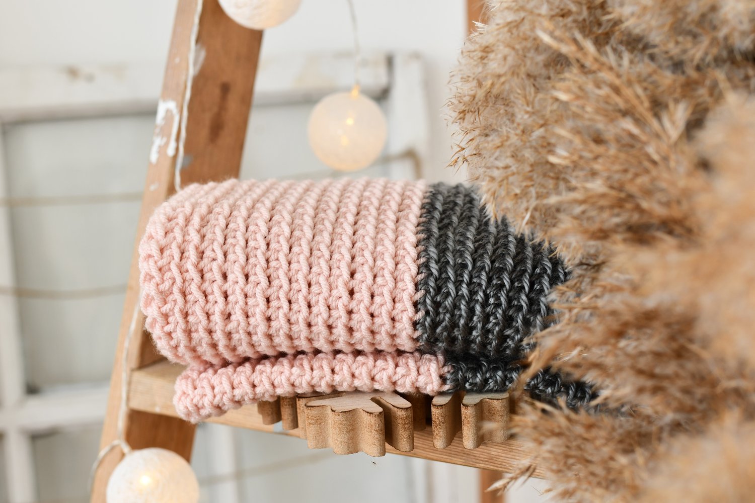 Foulard infini bicolore GRIS & ROSE