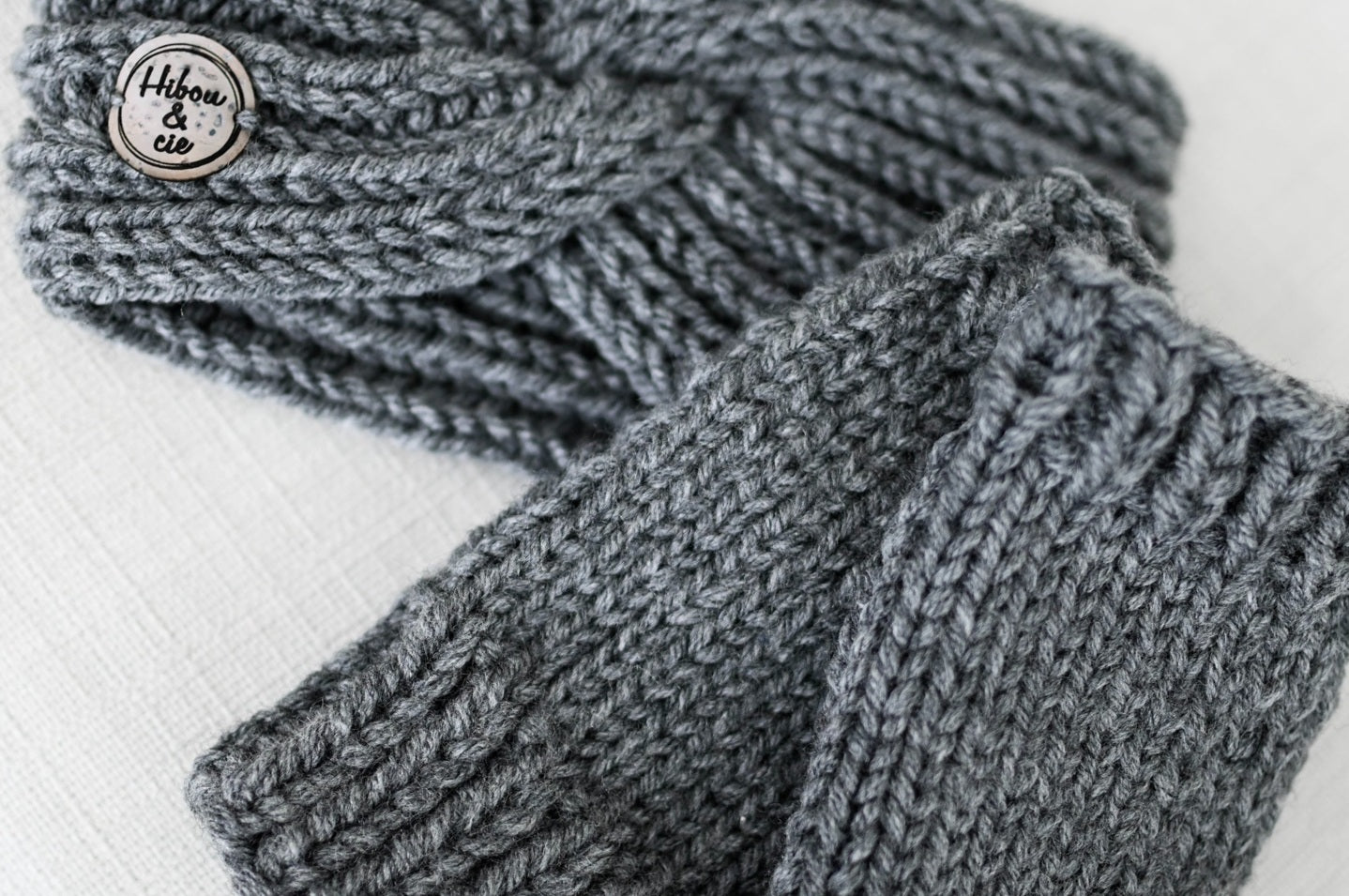 Duo bandeau Venise et gants sans doigts GRIS