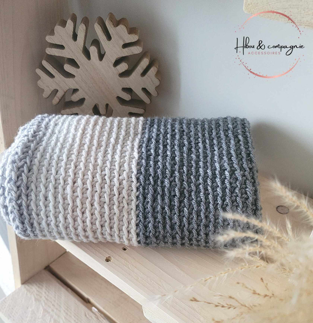 Foulard infini bicolore GRIS & CRÈME MIXTE