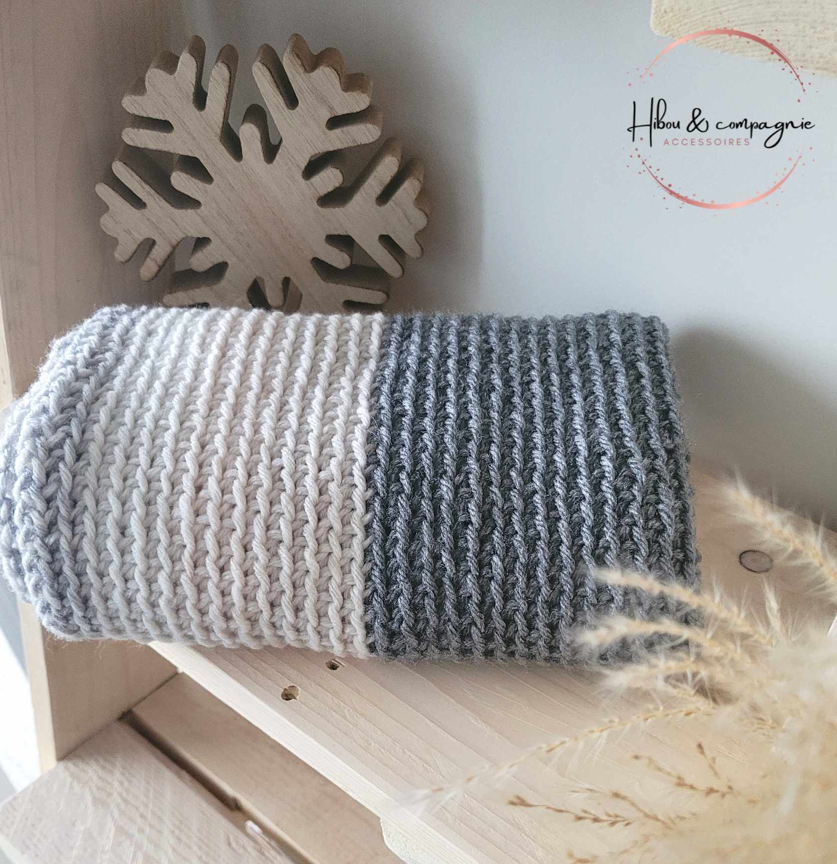 Foulard infini bicolore GRIS & CRÈME MIXTE