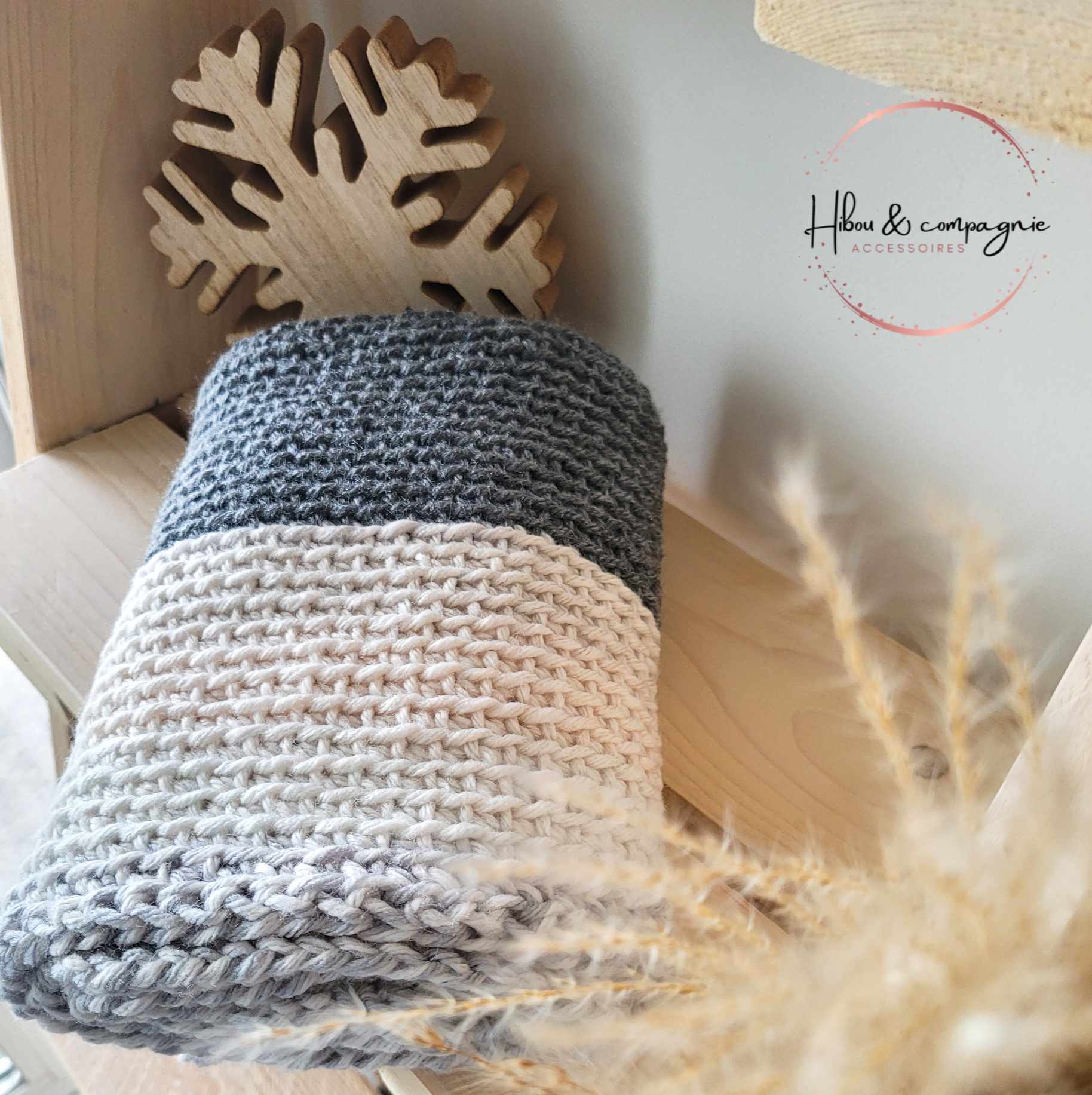 Foulard infini bicolore GRIS & CRÈME MIXTE