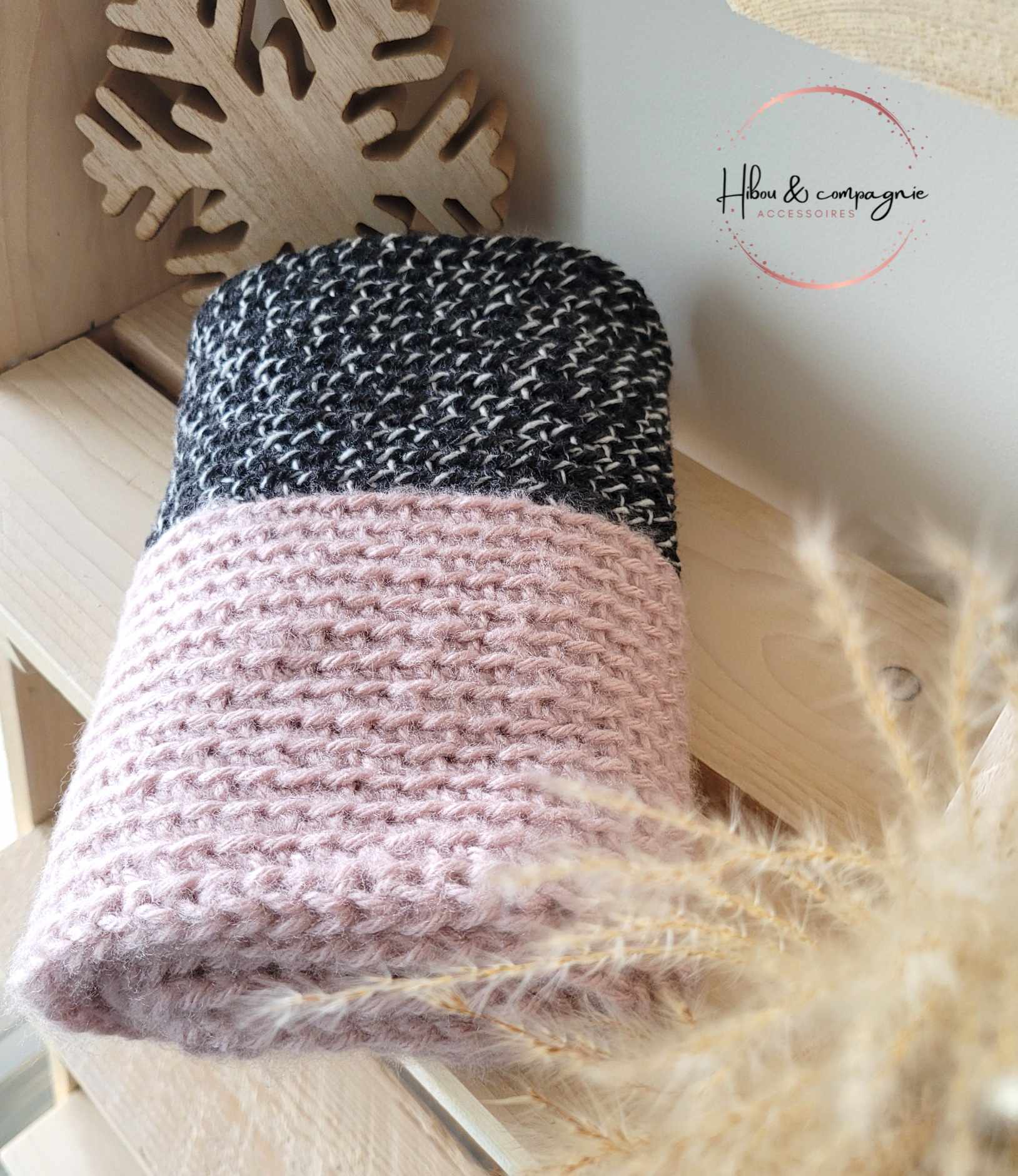 Foulard infini bicolore ROSE & NOIR MIXTE