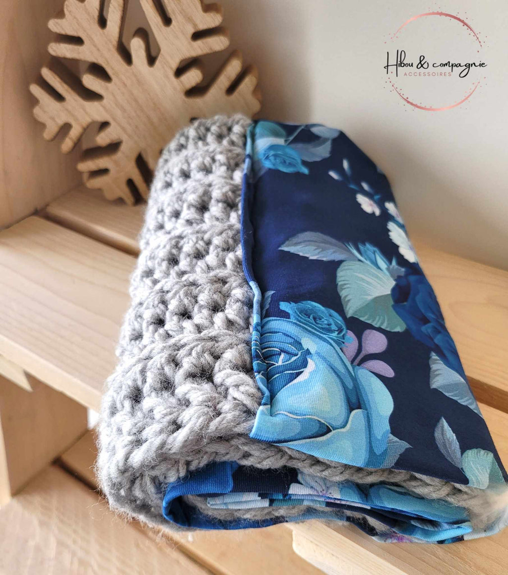 Foulard infini mixte fleur bleu