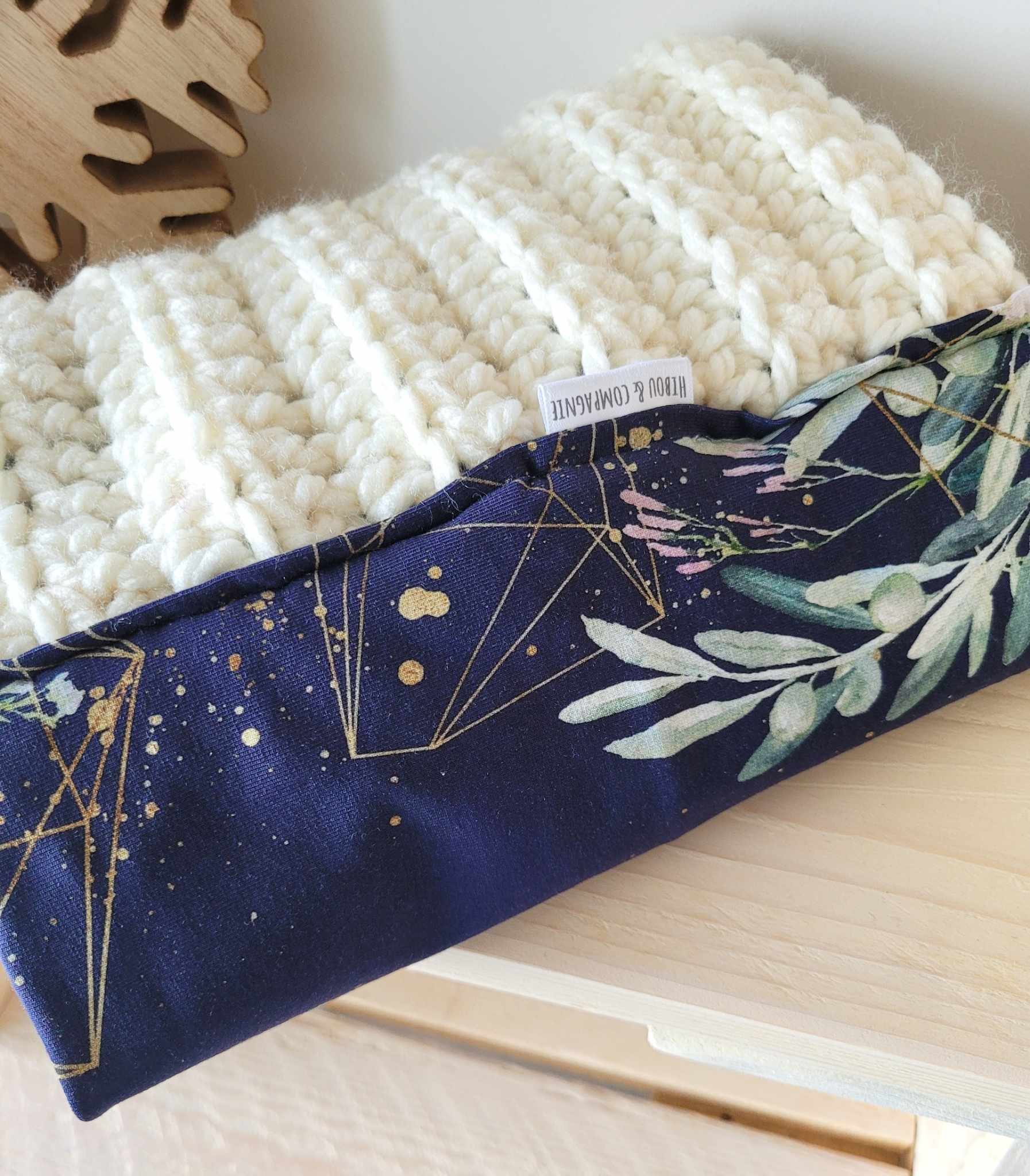 Foulard infini mixte floral marine