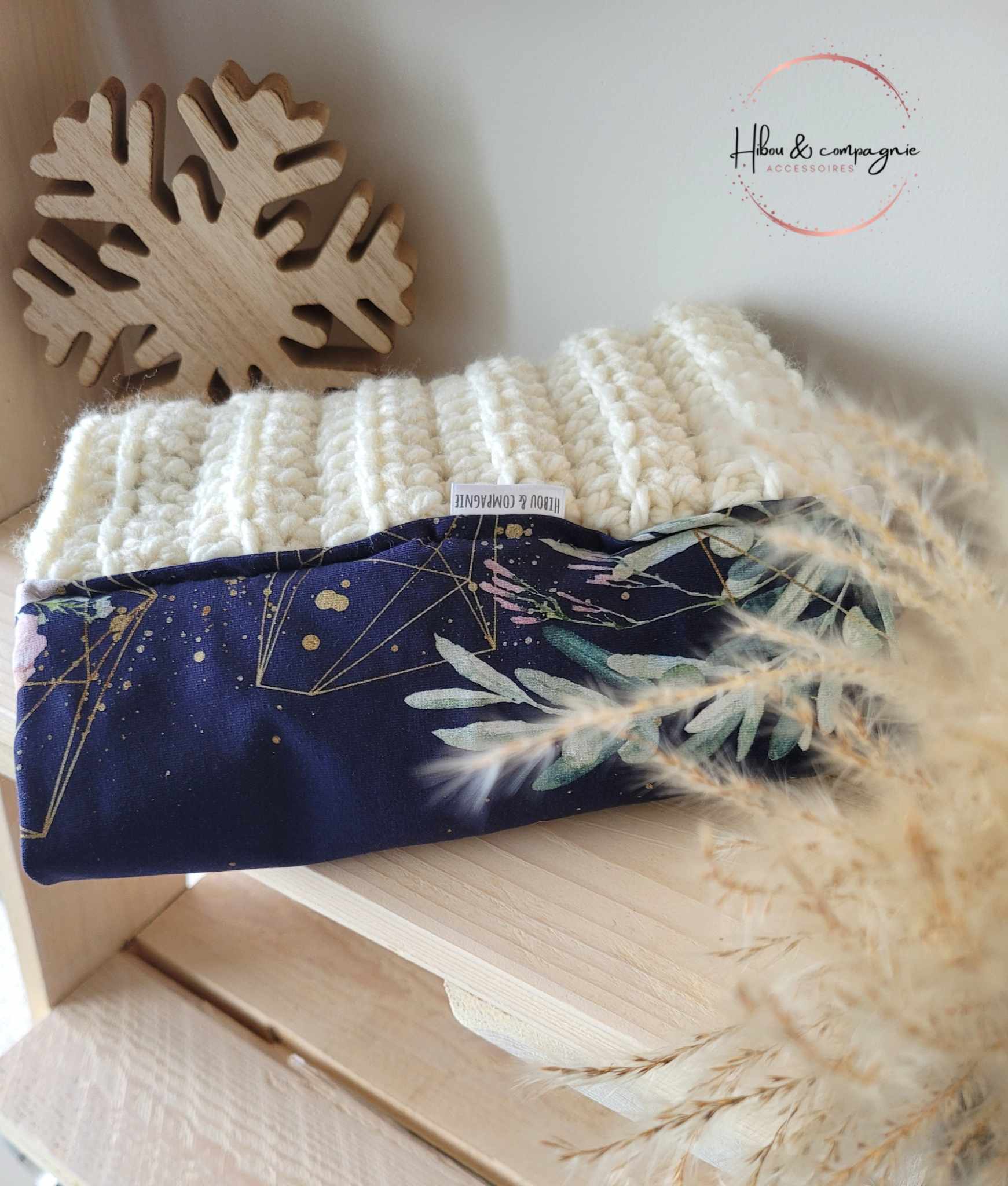 Foulard infini mixte floral marine
